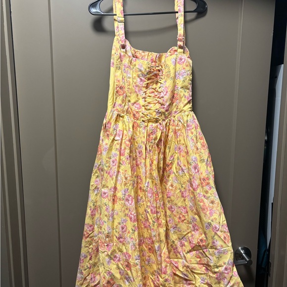 House of cb Tatiana Floral Yellow Mdi Dress - nwot, size small - Picture 5 of 7